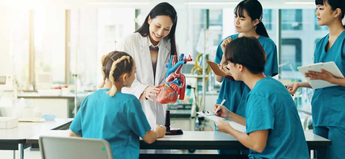 learning-professor-students-with-heart-hospital-lesson-education-practical-training-people-study-healthcare-group-with-mentor-cardiology-with-human-model-college-japan
